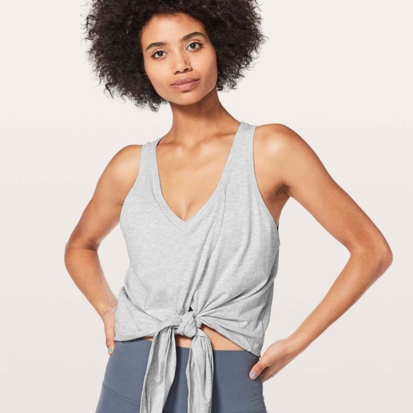 Lululemon Knot A Problem Tank in Heathered Core Ultra Light Grey - Picture 1 of 8